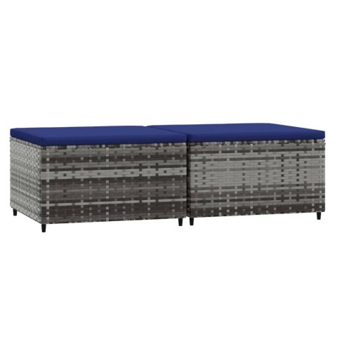 Podnóżki ogrodowe z poduszkami, 2 szt., szare, polirattan Lumarko!