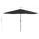 Parasol ogrodowy na metalowym słupku, 400 cm, czarny Lumarko!