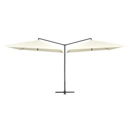 Podwójny parasol na stalowym słupku, 250 x 250 cm, piaskowy Lumarko!