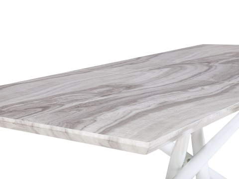 Stół do jadalni rozkładany 160/200 x 90 cm efekt marmuru z białym MOIRA
