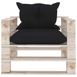 Sofa ogrodowa z palet, z czarnymi poduszkami, drewno sosnowe Lumarko!
