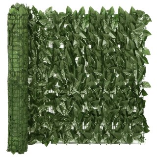 VidaXL Parawan balkonowy, ciemnozielone liście, 400x75 cm