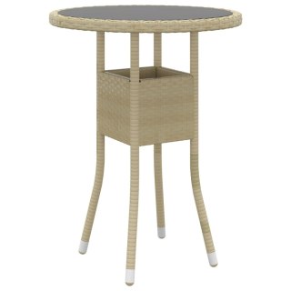 Stolik ogrodowy, Ø60x75 cm, szkło hartowane i rattan PE, beżowy Lumarko!
