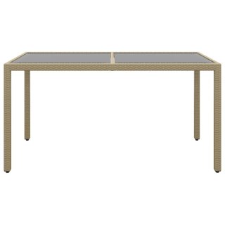 Stół ogrodowy, 150x90x75 cm, szkło i rattan PE, beżowy Lumarko!
