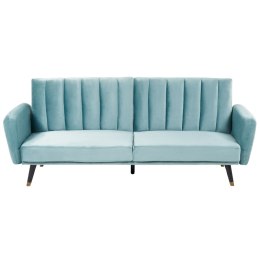 Sofa rozkładana welurowa jasnoniebieska VIMMERBY Lumarko!