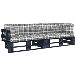 Sofa 2-osobowa z palet, z poduszkami, czarna, drewno sosnowe Lumarko!