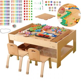 MASTERKIDZ Drewniany Stół Edukacyjny + AKCESORIA STEM WALL + 135 Klocków  Lumarko!