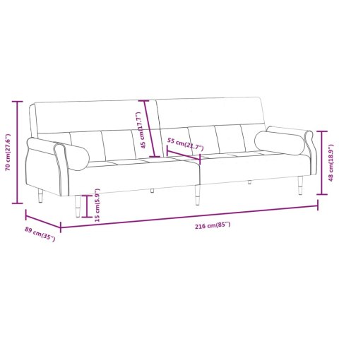 Rozkładana kanapa z poduszkami, ciemnoszara, obita aksamitem Lumarko!