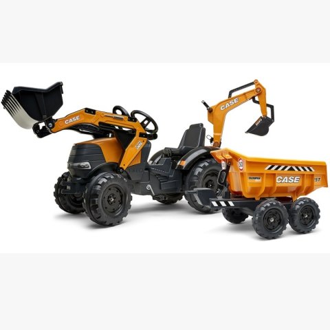 FALK Traktor Case IH Backhoe Pomarańczowy z Przyczepką Ruchoma Łyżka od 3 Lat  Lumarko!