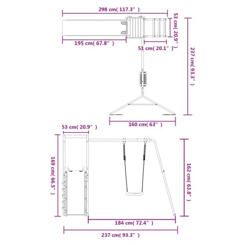 Domek ze zjeżdżalnią, huśtawką i ścianką wspinaczkową, daglezja Lumarko!