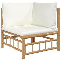 Ogrodowa sofa narożna, kremowe poduszki, bambus Lumarko!