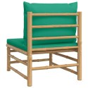 Środkowa sofa ogrodowa z zielonymi poduszkami, bambusowa Lumarko!