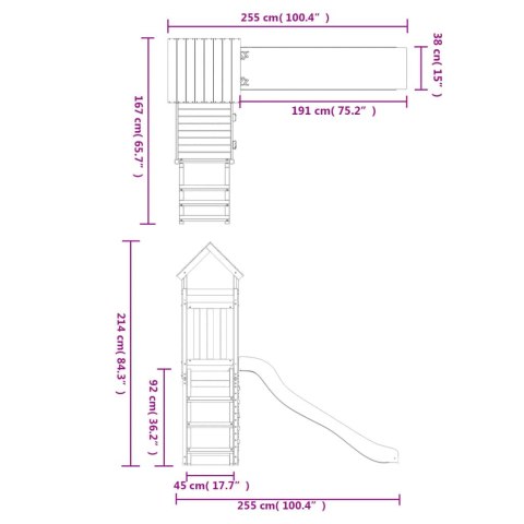 Domek ze zjeżdżalnią i ścianką wspinaczkową, drewno daglezjowe Lumarko!