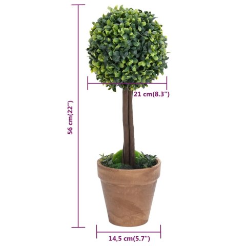 Kule ze sztucznego bukszpanu w doniczce, 2 szt., zielone, 56 cm Lumarko!
