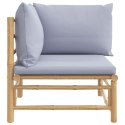 Narożna sofa ogrodowa z jasnoszarymi poduszkami, bambusowa Lumarko!