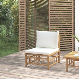 Ogrodowa sofa środkowa, kremowe poduszki, bambus Lumarko!