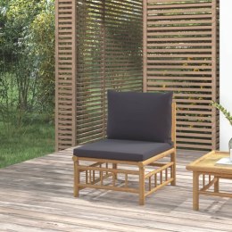 Środkowa sofa ogrodowa z ciemnoszarymi poduszkami, bambusowa Lumarko!