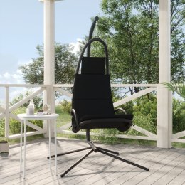 Ogrodowe krzesło wiszące z poduszką, czarne, tkanina i stal Lumarko!