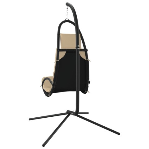 Ogrodowe krzesło wiszące z poduszką, kremowe, tkanina i stal Lumarko!