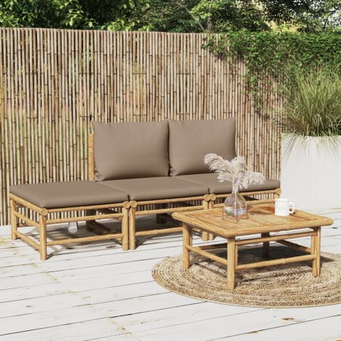 4-cz. zestaw mebli do ogrodu, poduszki w kolorze taupe, bambus Lumarko!