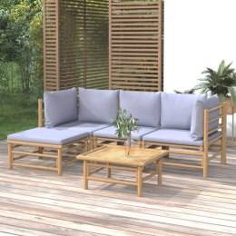 5-cz. zestaw mebli do ogrodu, jasnoszare poduszki, bambus Lumarko!
