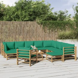 12-cz. zestaw mebli do ogrodu, zielone poduszki, bambus Lumarko!