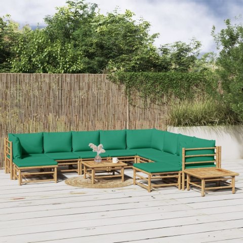 12-cz. zestaw mebli do ogrodu, zielone poduszki, bambus Lumarko!