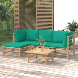 5-cz. zestaw mebli do ogrodu, zielone poduszki, bambusowy Lumarko!
