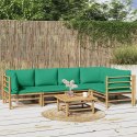 6-cz. zestaw mebli do ogrodu, zielone poduszki, bambus Lumarko!