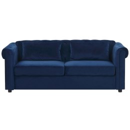 Sofa rozkładana welurowa niebieska CHESTERFIELD Lumarko!