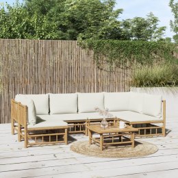 7-cz. zestaw mebli do ogrodu, kremowe poduszki, bambus Lumarko!