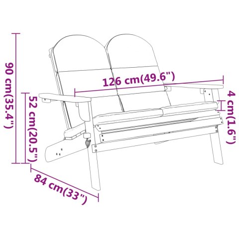 Ławka ogrodowa Adirondack z poduszkami, 126 cm, drewno akacjowe Lumarko!