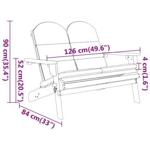 Ławka ogrodowa Adirondack z poduszkami, 126 cm, drewno akacjowe Lumarko!