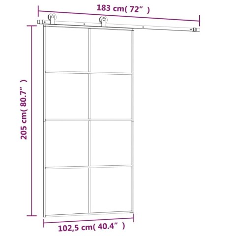 Drzwi przesuwne a akcesoriami, 102,5x205 cm, ESG i aluminium Lumarko!
