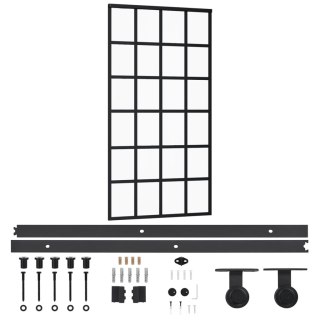 Drzwi przesuwne z osprzętem, szkło ESG i aluminium, 102x205 cm Lumarko!