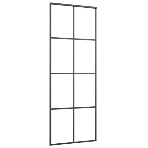 Drzwi przesuwne z osprzętem, szkło ESG i aluminium, 76x205 cm Lumarko!