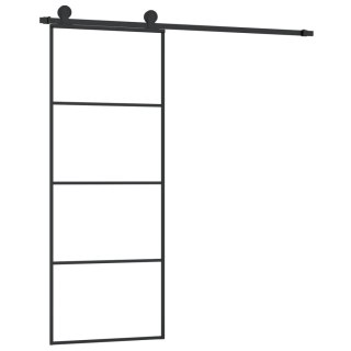 Drzwi przesuwne z osprzętem, szkło ESG i aluminium, 76x205 cm Lumarko!