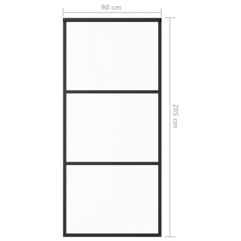 Drzwi przesuwne z osprzętem, szkło ESG i aluminium, 90x205 cm Lumarko!
