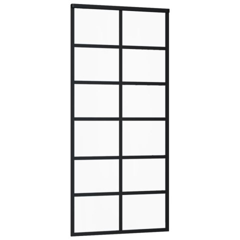 Drzwi przesuwne z osprzętem, szkło ESG i aluminium, 90x205 cm Lumarko!