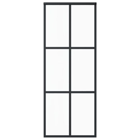 Drzwi przesuwne z osprzętem, szkło ESG i aluminium, 76x205 cm Lumarko!