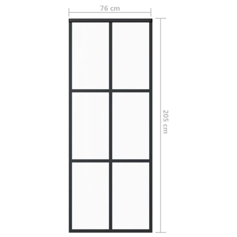 Drzwi przesuwne z osprzętem, szkło ESG i aluminium, 76x205 cm Lumarko!
