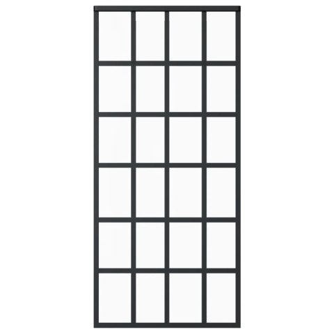 Drzwi przesuwne z osprzętem, szkło ESG i aluminium, 90x205 cm Lumarko!