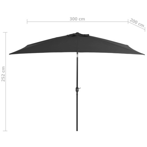 Parasol ogrodowy na metalowym słupku, 300 x 200 cm, antracytowy Lumarko!