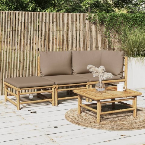 3-cz. zestaw mebli do ogrodu, poduszki w kolorze taupe, bambus Lumarko!