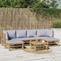 7-cz. zestaw mebli do ogrodu, jasnoszare poduszki, bambus Lumarko!