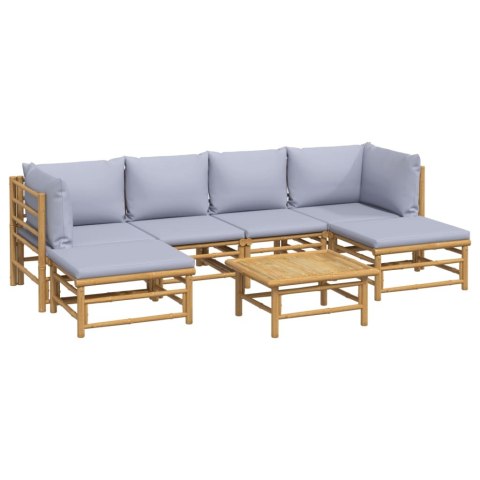 7-cz. zestaw mebli do ogrodu, jasnoszare poduszki, bambus Lumarko!