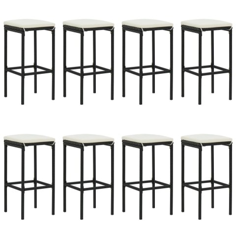 9-cz. zestaw mebli barowych z poduszkami, czarny, polirattan Lumarko!