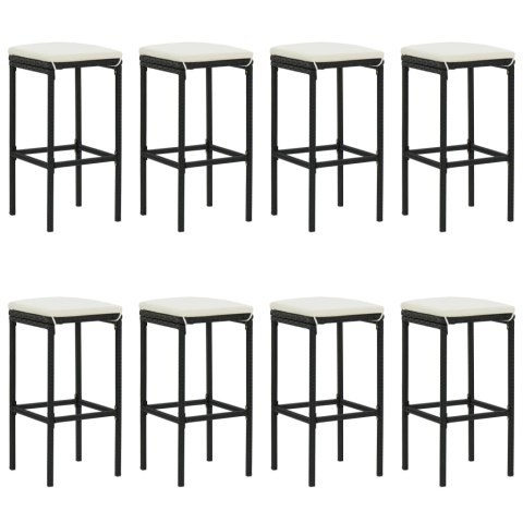 9-cz. zestaw mebli barowych z poduszkami, czarny, polirattan Lumarko!