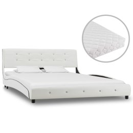 Łóżko z materacem, białe, sztuczna skóra, 140 x 200 cm Lumarko!