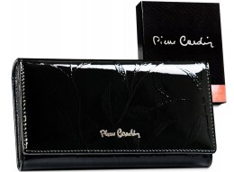 Duży damski portfel lakierowany z motywem liści, skóra naturalna — Pierre Cardin Lumarko!